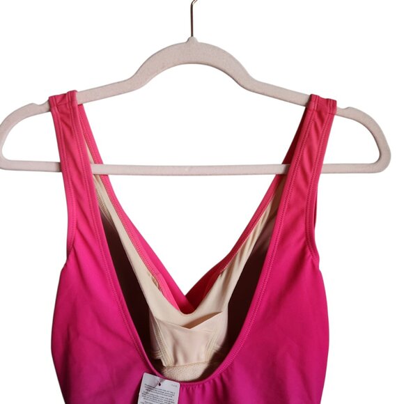 Lands End Swimsuit 14 Long Tall 14L Pink Women's SlenderSuit One Piece Bathing - Picture 5 of 9